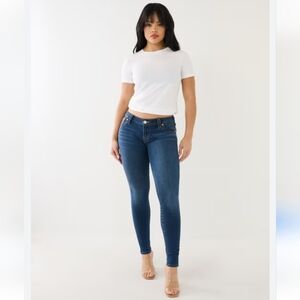 True Religion Halle Mid Rise Super Skinny jeans Size 28 Dark Blue Dream Catcher